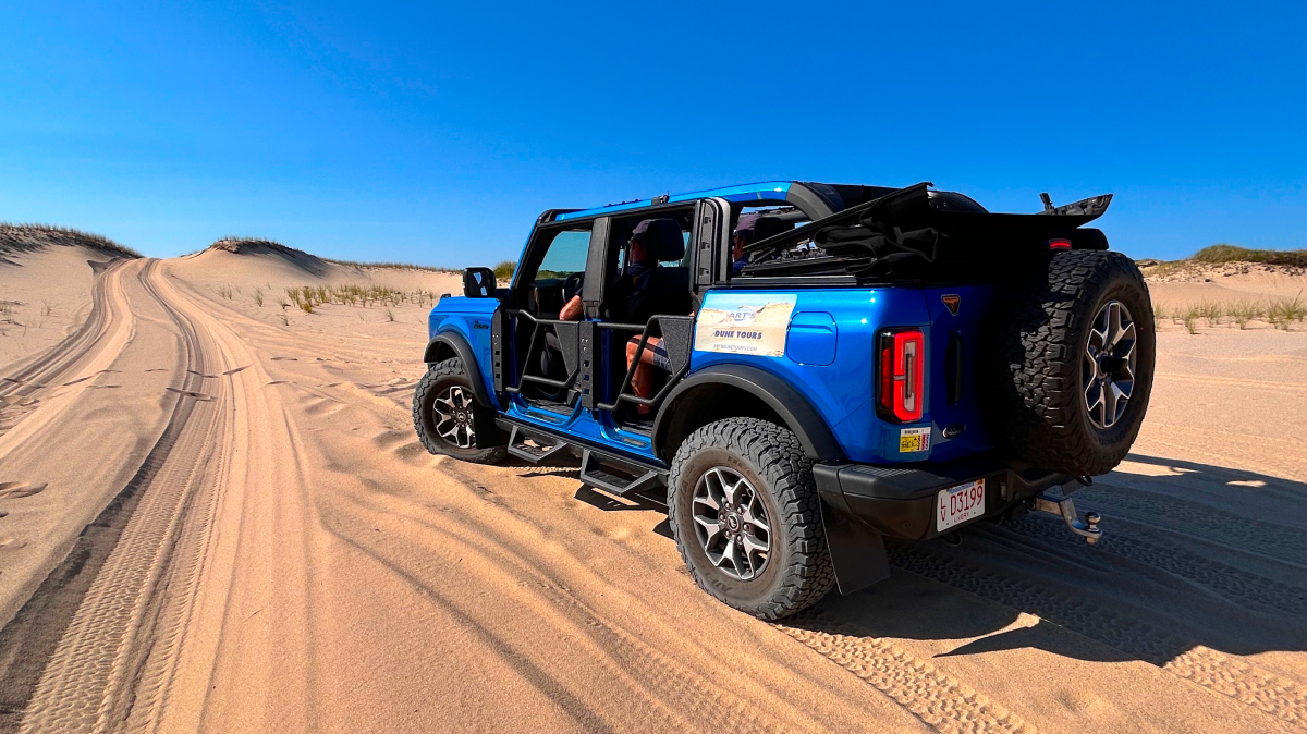 Ford Bronco on dune road